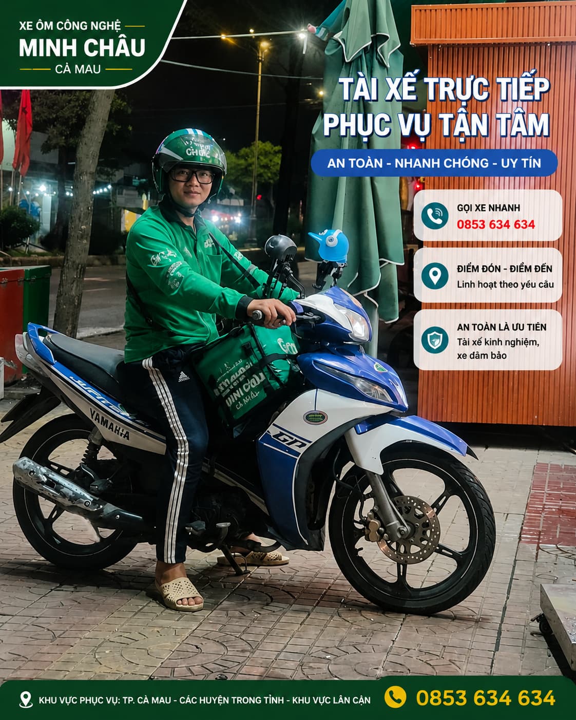Dịch vụ xe ôm nội thành Taxi Grap Minh Châu Cà Mau
